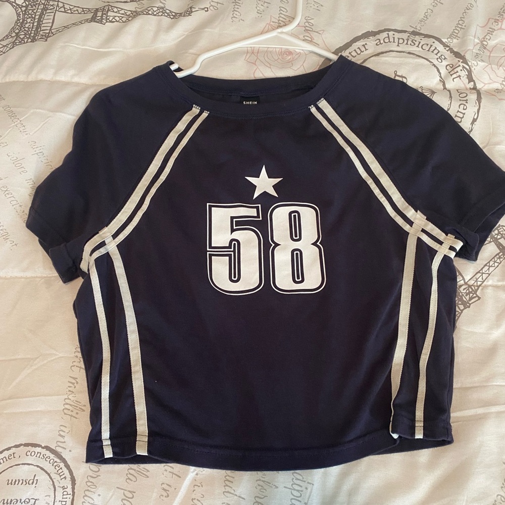 SHEIN Navy & White Baby Tee